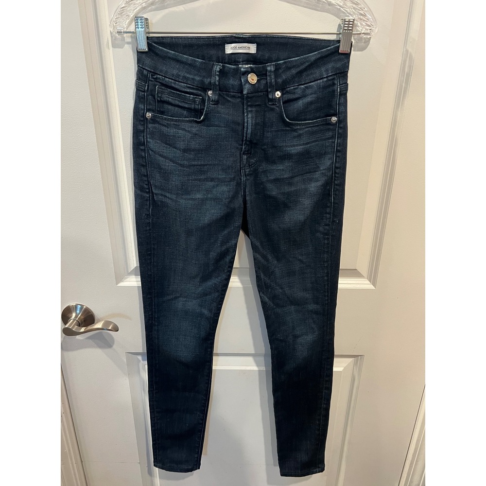 Good American Womens Good Legs Skinny Jeans Dark Wash Blue Size 2/26